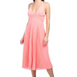 Chiffon Fit & Flare Sleeveless Tea Length Gown